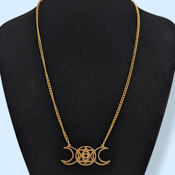 (2/$20) Stainless Steel Moon Phases Pendant Necklace - Picture 1 of 6